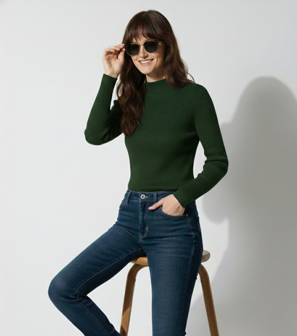 Full Sleeve Rib Shirt (Green) - Sohu Lifestyle