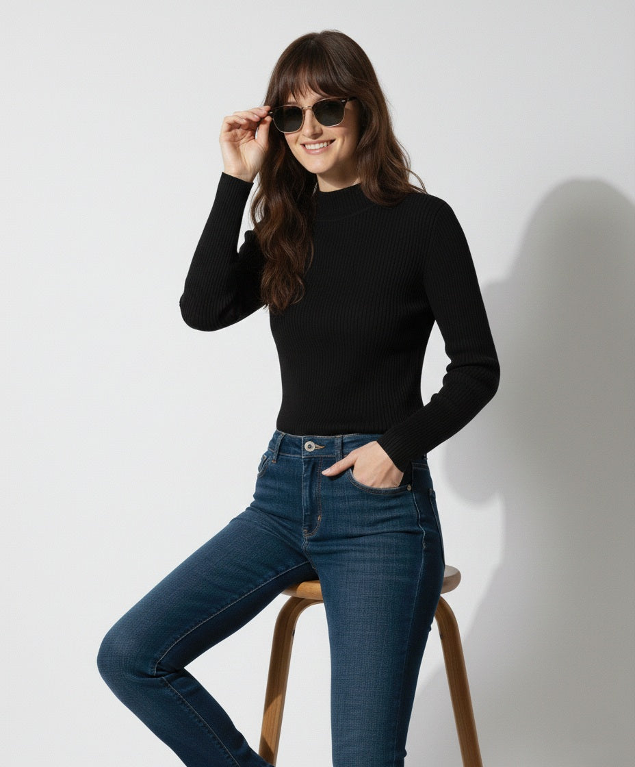 Full Sleeve Rib Shirt (Black) - Sohu Lifestyle