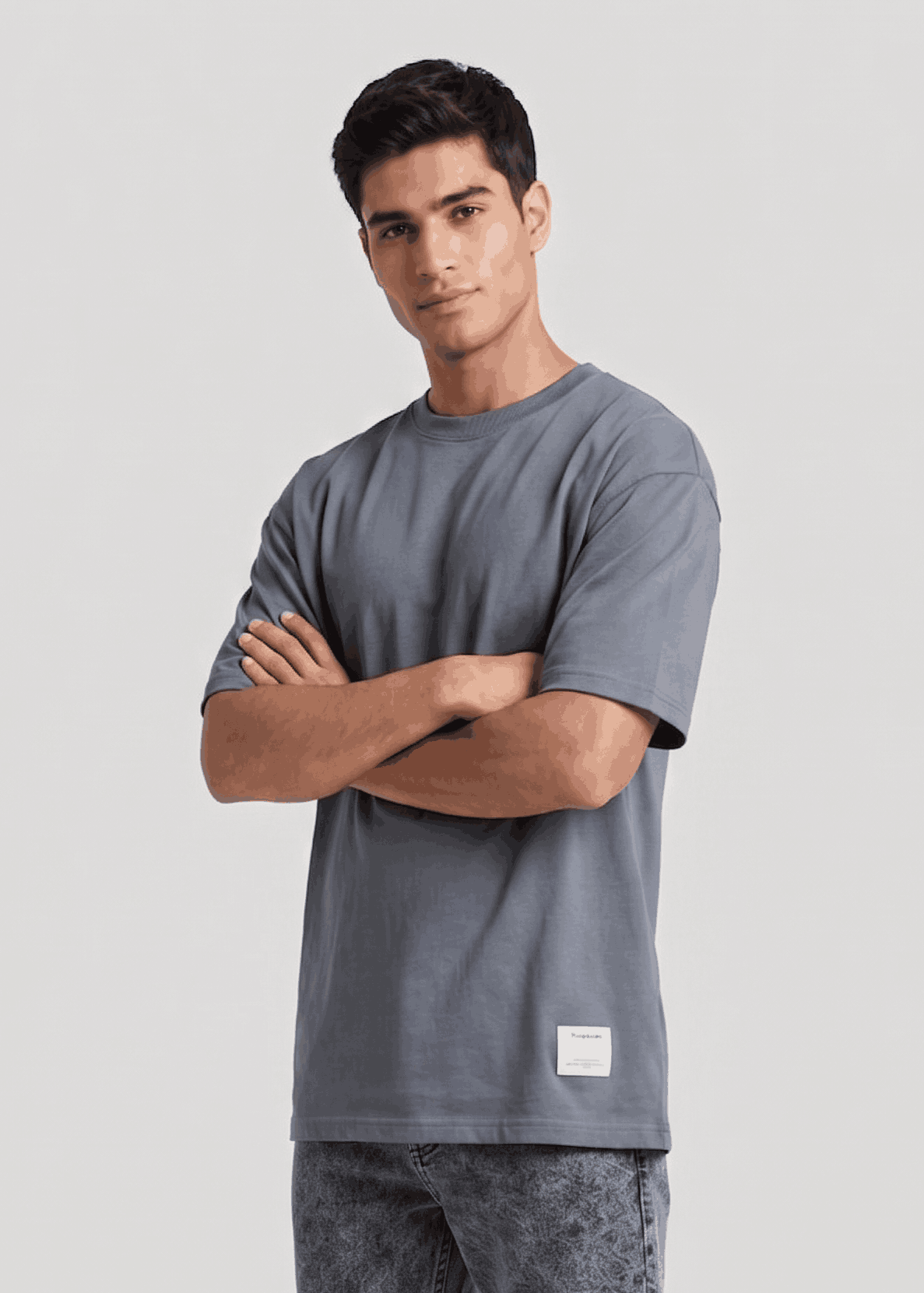 P&B Oversized Terry T-Shirt For Men (Steel Grey) - Sohu Lifestyle