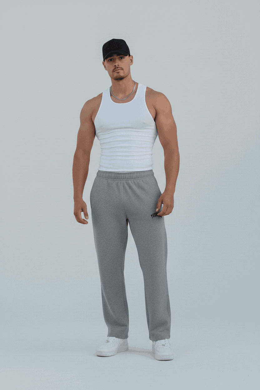 YOUNGLA Wide Leg Trousers (Grey) - Sohu Lifestyle