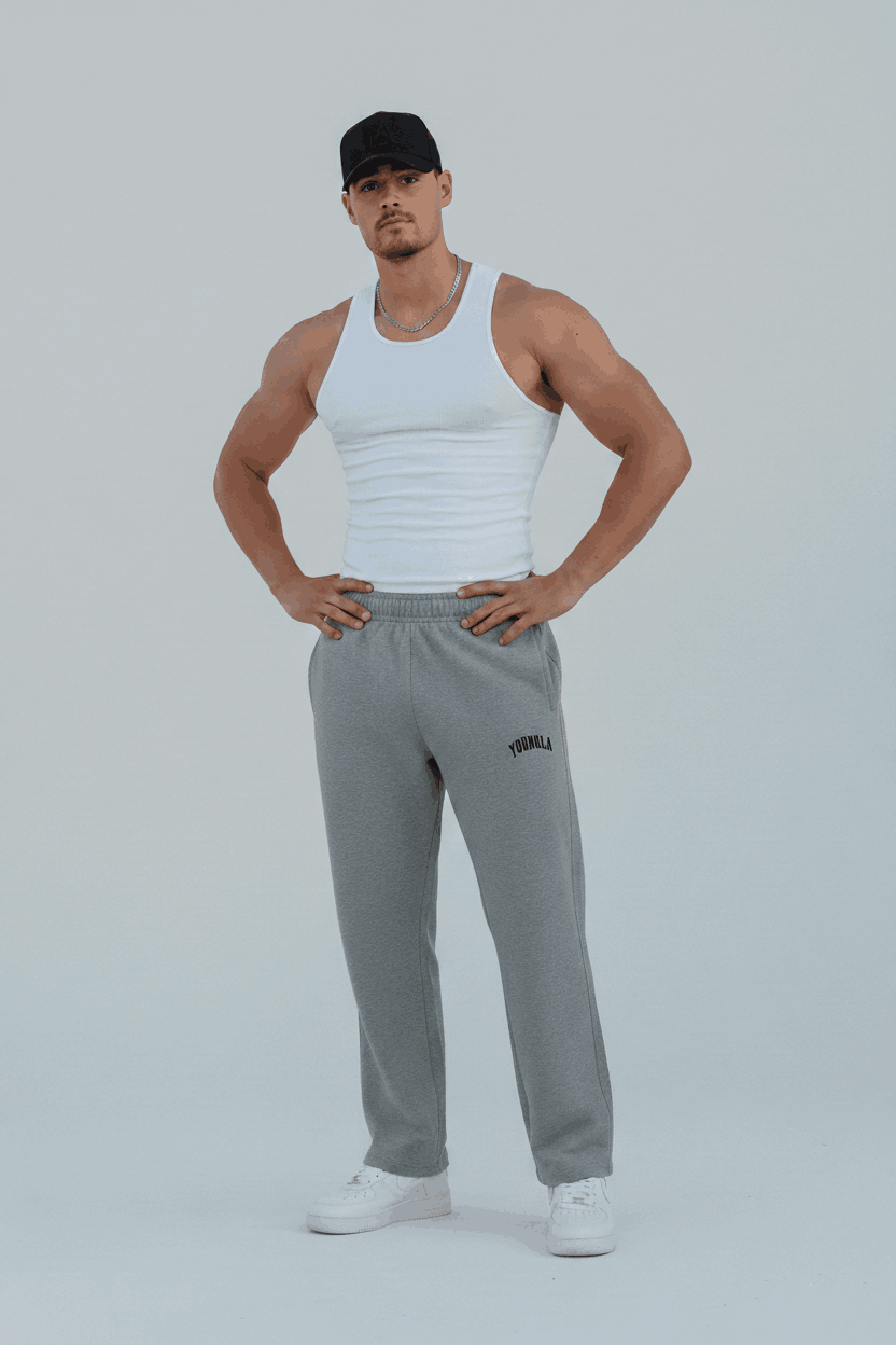 YOUNGLA Wide Leg Trousers (Grey) - Sohu Lifestyle