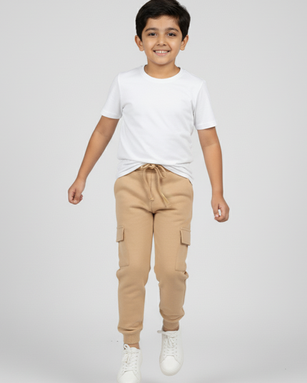 Fleece Cargo Trouser For Kids (Beige) - Sohu Lifestyle