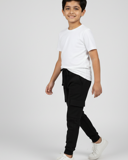 Kids Cargo Fleece Trouser (Black) - Sohu Lifestyle