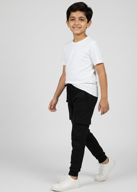 Kids Cargo Fleece Trouser (Black) - Sohu Lifestyle