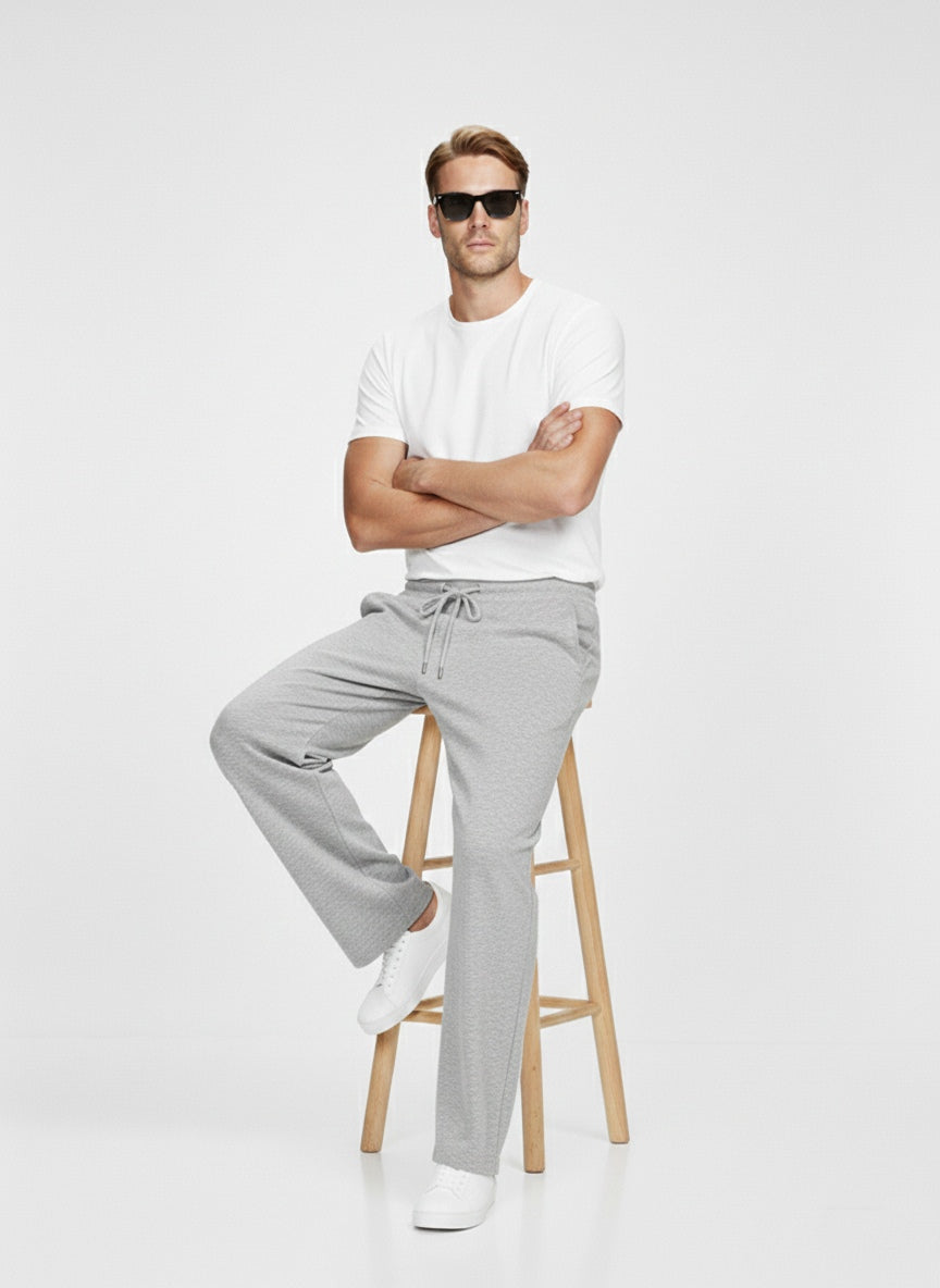 P&B Mens Wide Leg Trousers (Grey) - Sohu Lifestyle
