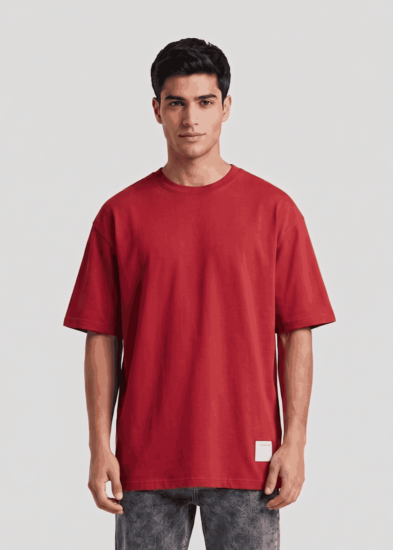 P&B Oversized Terry T-Shirt For Men (Red) - Sohu Lifestyle