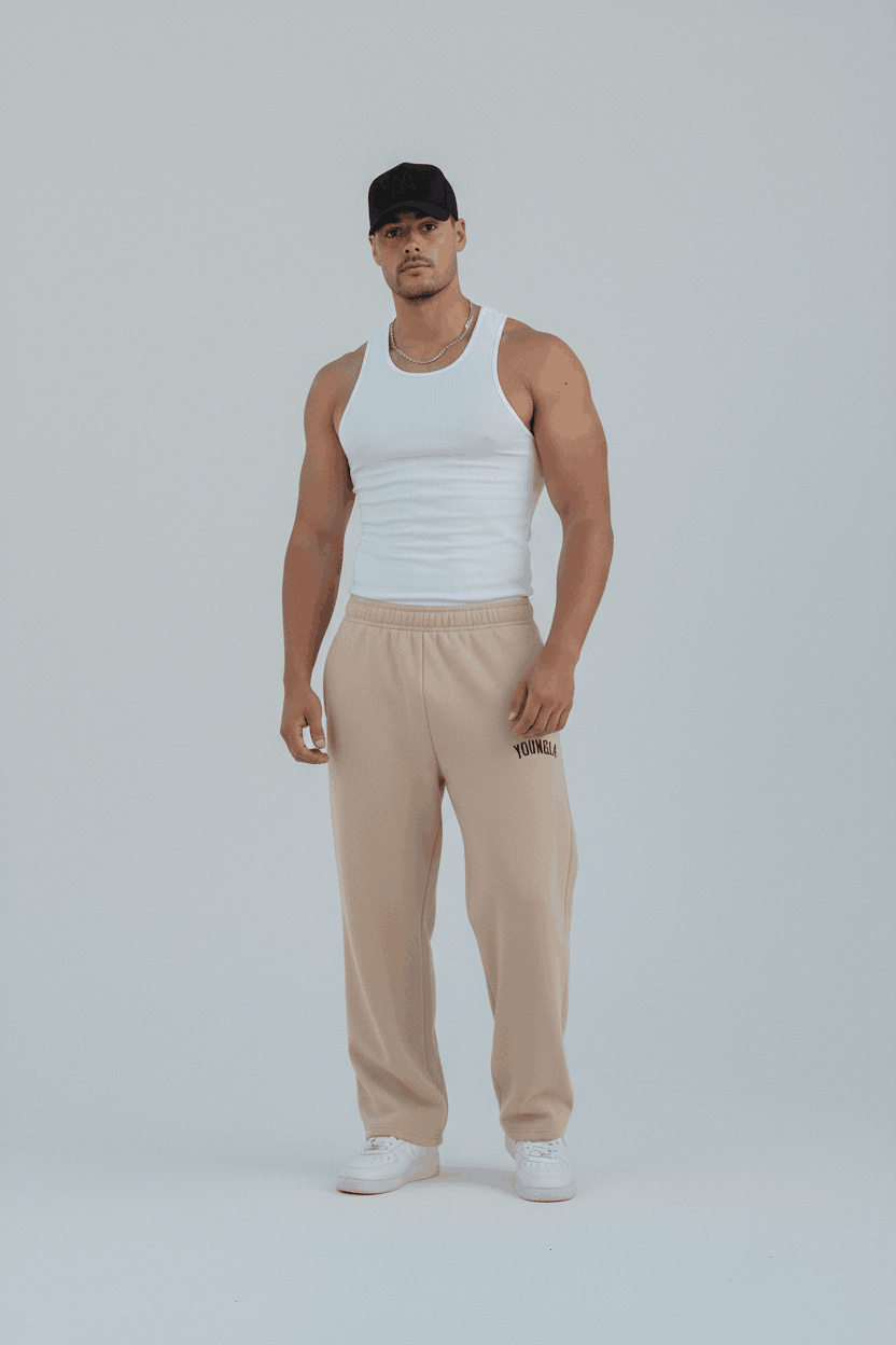 YOUNGLA Wide Leg Trousers (Beige) - Sohu Lifestyle