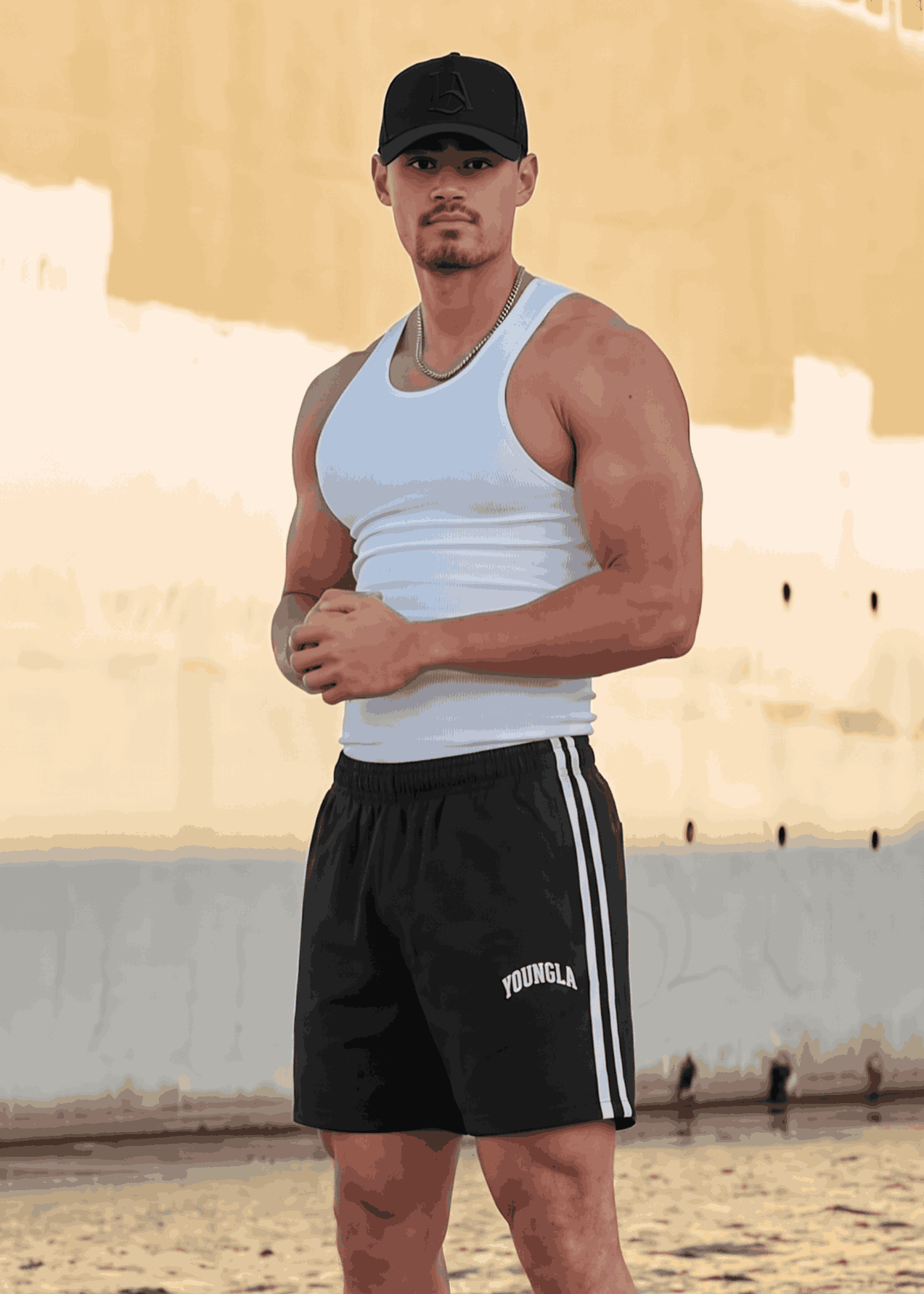 YOUNGLA Flagship Interlock Shorts (Black) - Sohu Lifestyle