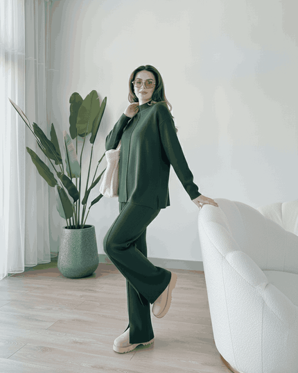 Winter Nicole French Co-ord Set (Green) - Sohu Lifestyle