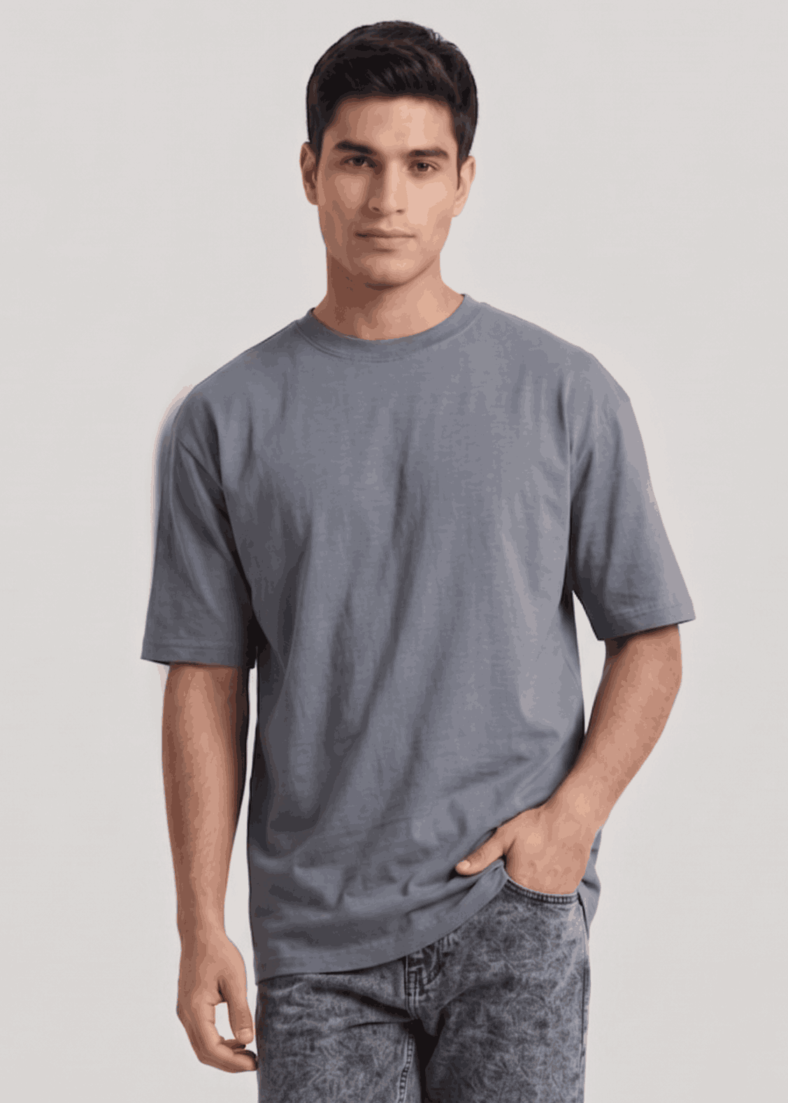 P&B Oversized Terry T-Shirt For Men (Steel Grey) - Sohu Lifestyle
