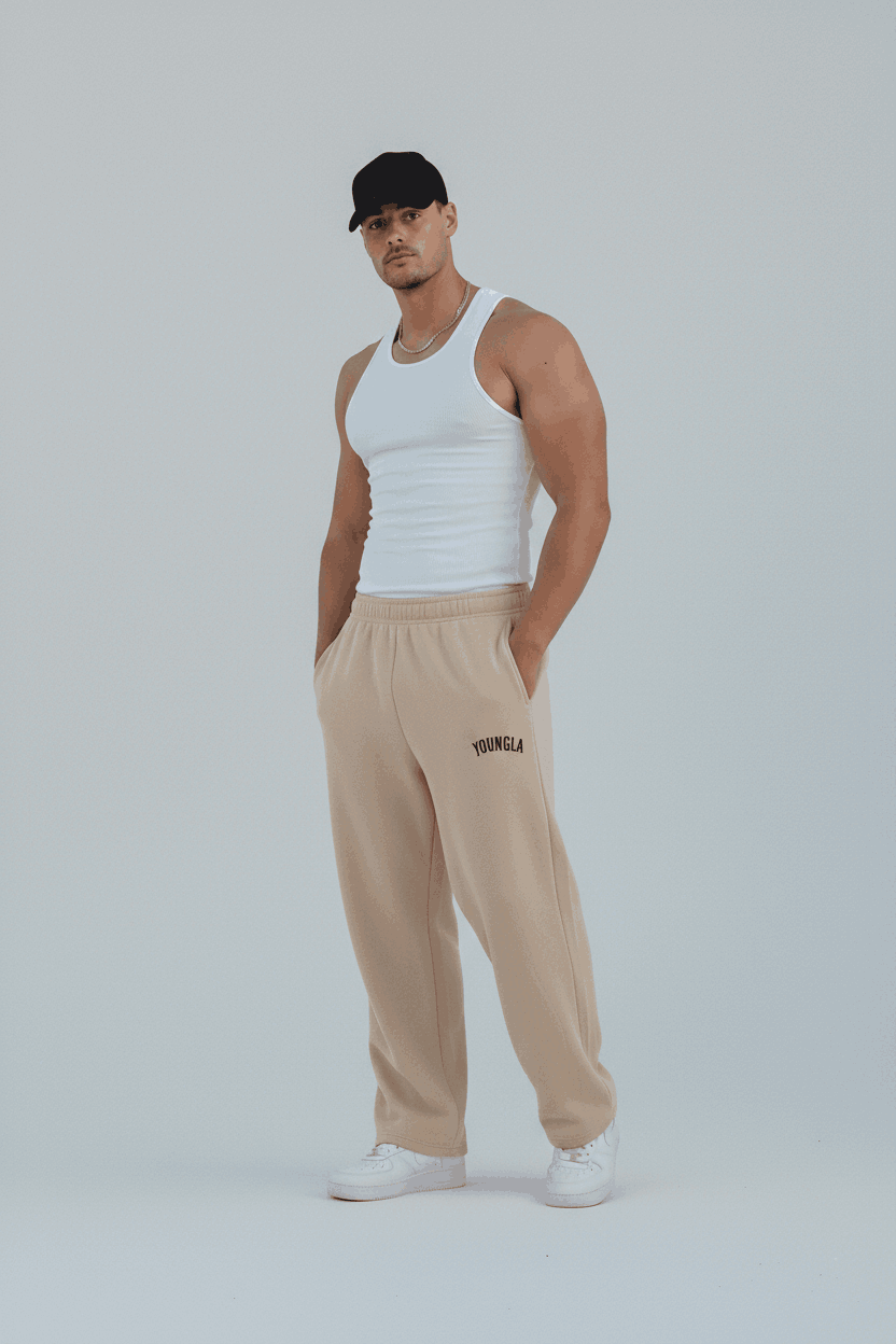 YOUNGLA Wide Leg Trousers (Beige) - Sohu Lifestyle