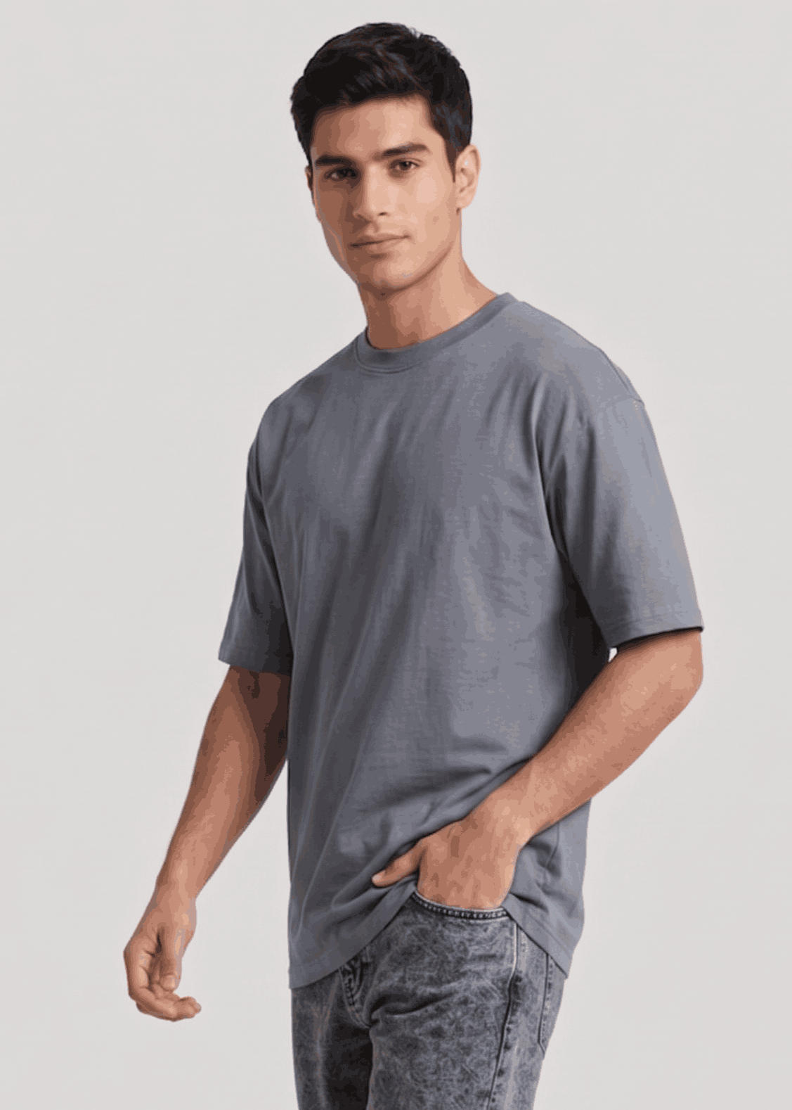 P&B Oversized Terry T-Shirt For Men (Steel Grey) - Sohu Lifestyle