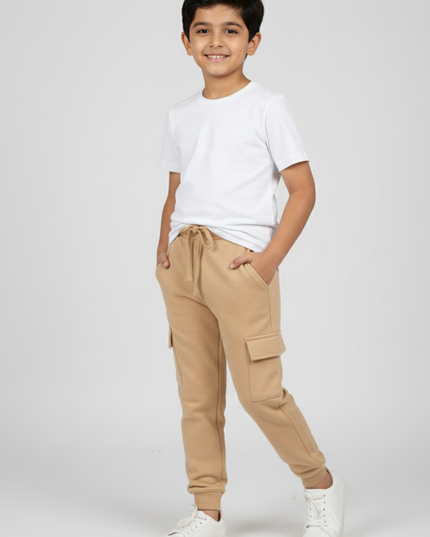 Fleece Cargo Trouser For Kids (Beige) - Sohu Lifestyle