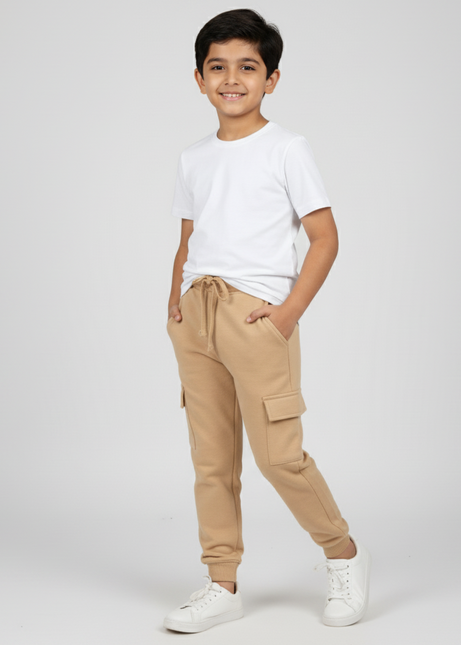Fleece Cargo Trouser For Kids (Beige) - Sohu Lifestyle