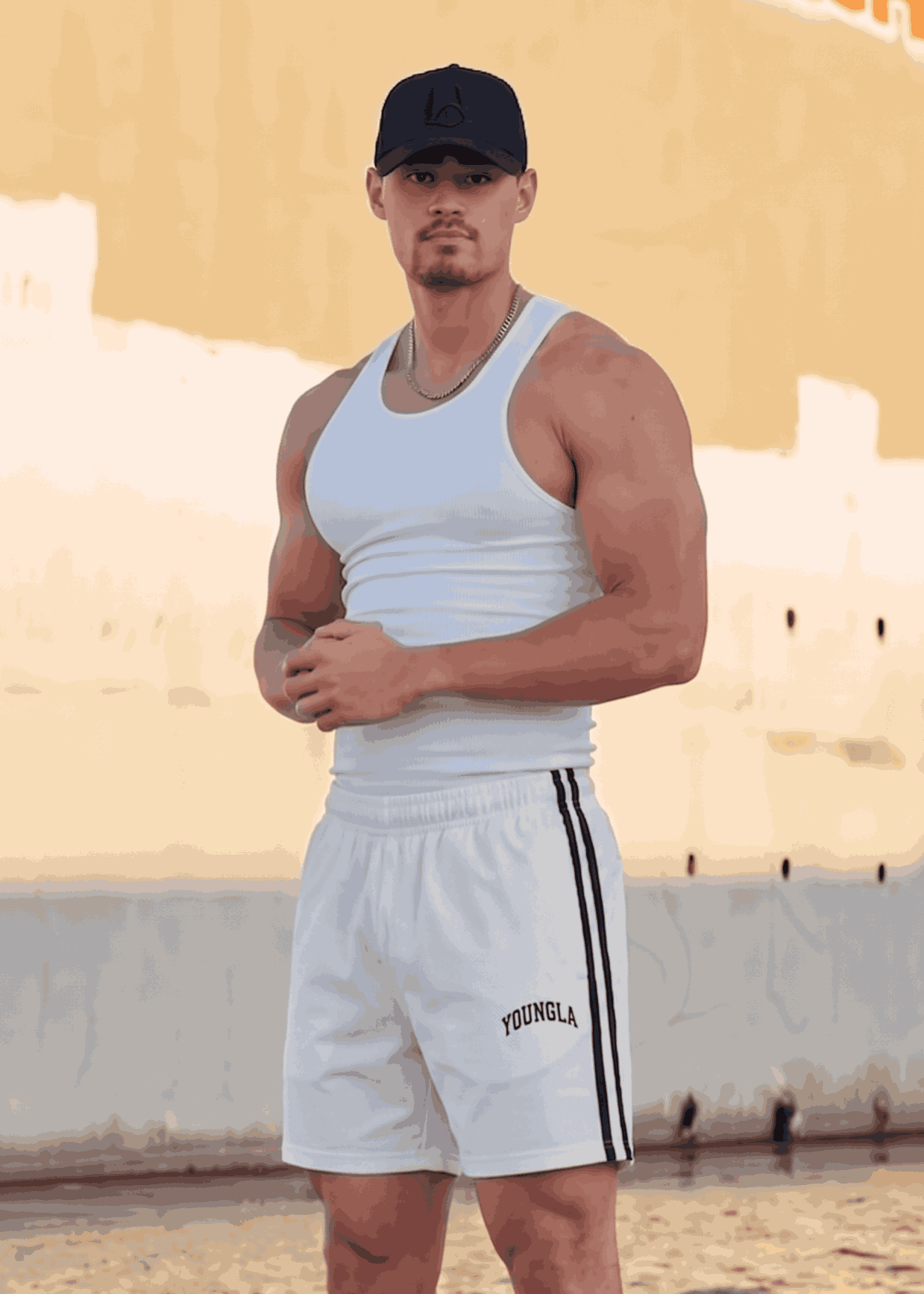 YOUNGLA Flagship Interlock Shorts (White) - Sohu Lifestyle