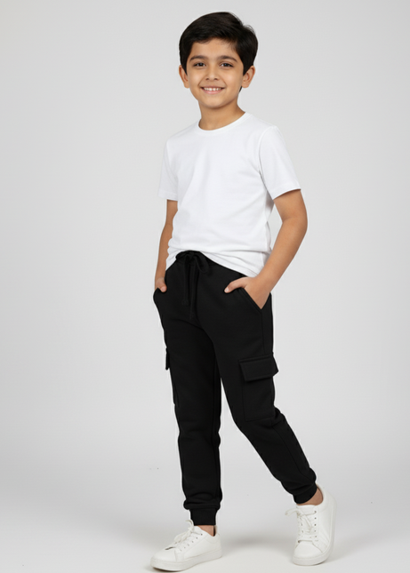 Kids Cargo Fleece Trouser (Black) - Sohu Lifestyle