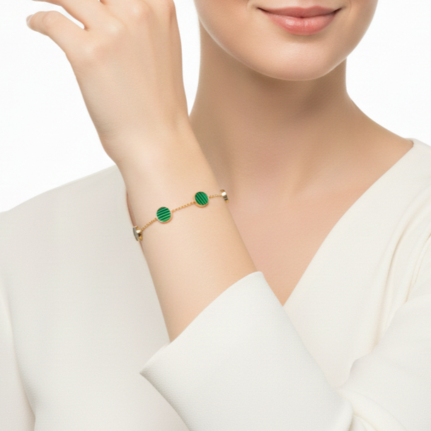 The Malachite Monogram Station Bracelet - Sohu Lifestyle