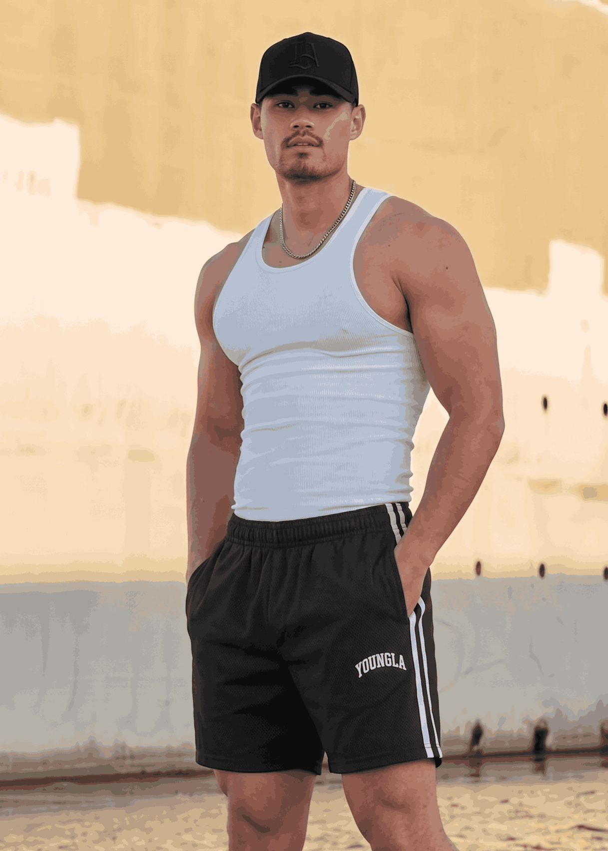 YOUNGLA Flagship Interlock Shorts (Black) - Sohu Lifestyle