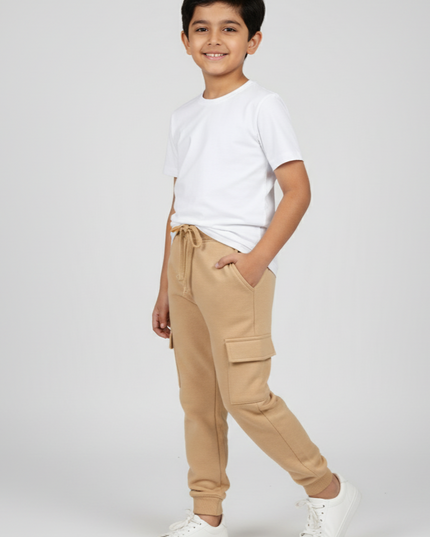Fleece Cargo Trouser For Kids (Beige) - Sohu Lifestyle
