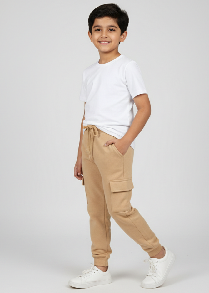Fleece Cargo Trouser For Kids (Beige) - Sohu Lifestyle