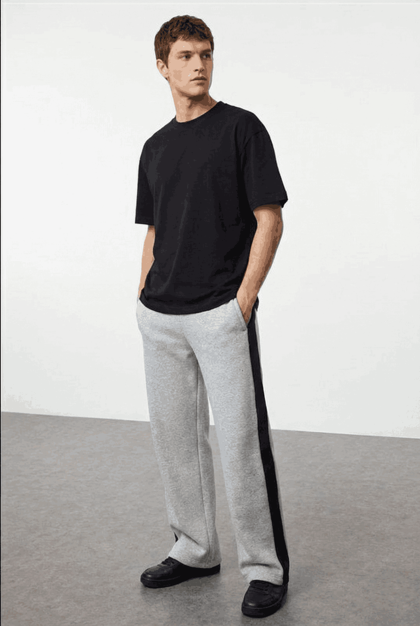 Pack of 2 P&B Side Stripe Trousers For Men's (Black + Grey) - Sohu Lifestyle