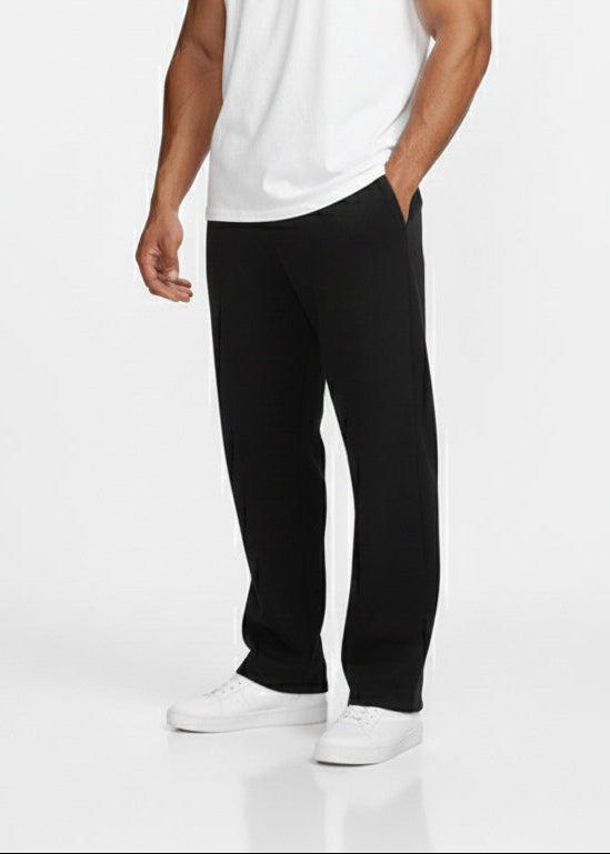 P&B Mens Wide Leg Trousers (Black) - Sohu Lifestyle