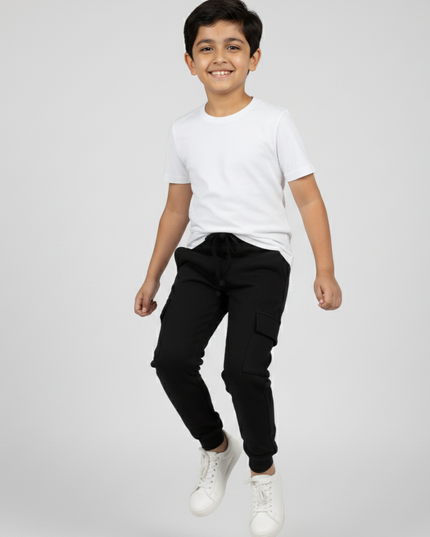 Kids Cargo Fleece Trouser (Black) - Sohu Lifestyle