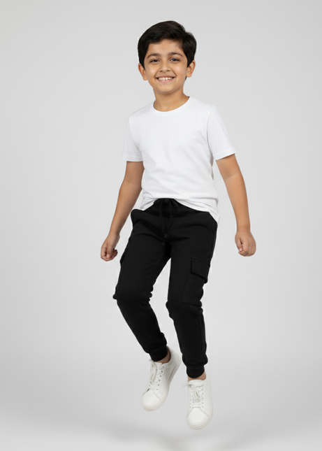Kids Cargo Fleece Trouser (Black) - Sohu Lifestyle