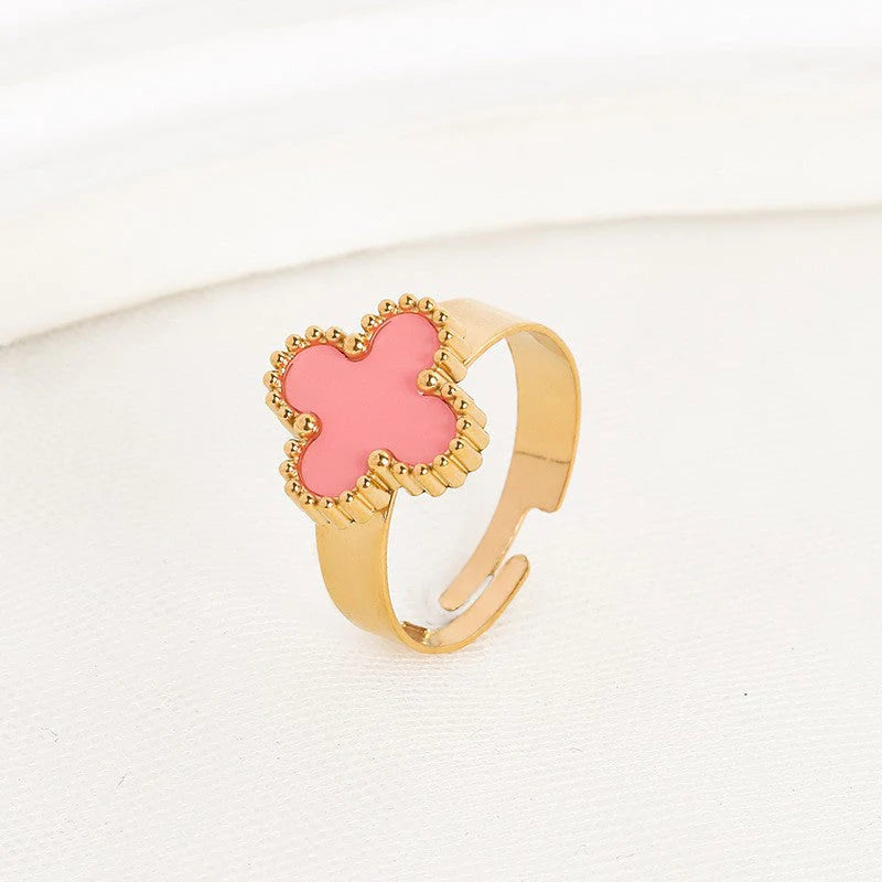 Adjustable Clover Ring Pink - Sohu Lifestyle