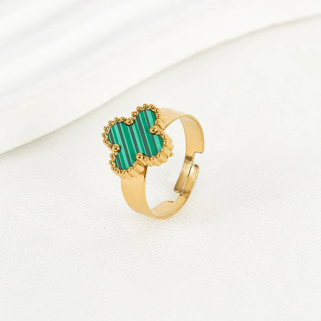 Adjustable Clover Ring Green - Sohu Lifestyle