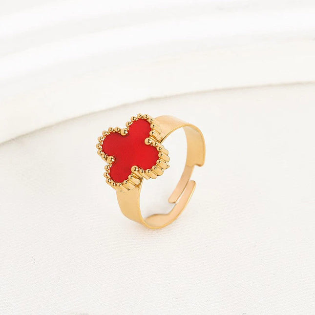 Adjustable Clover Ring Red - Sohu Lifestyle