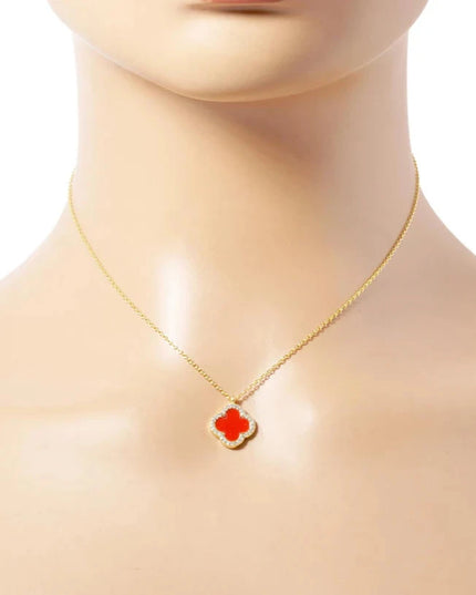 Elegant Red Clover Pendant Necklace - Sohu Lifestyle