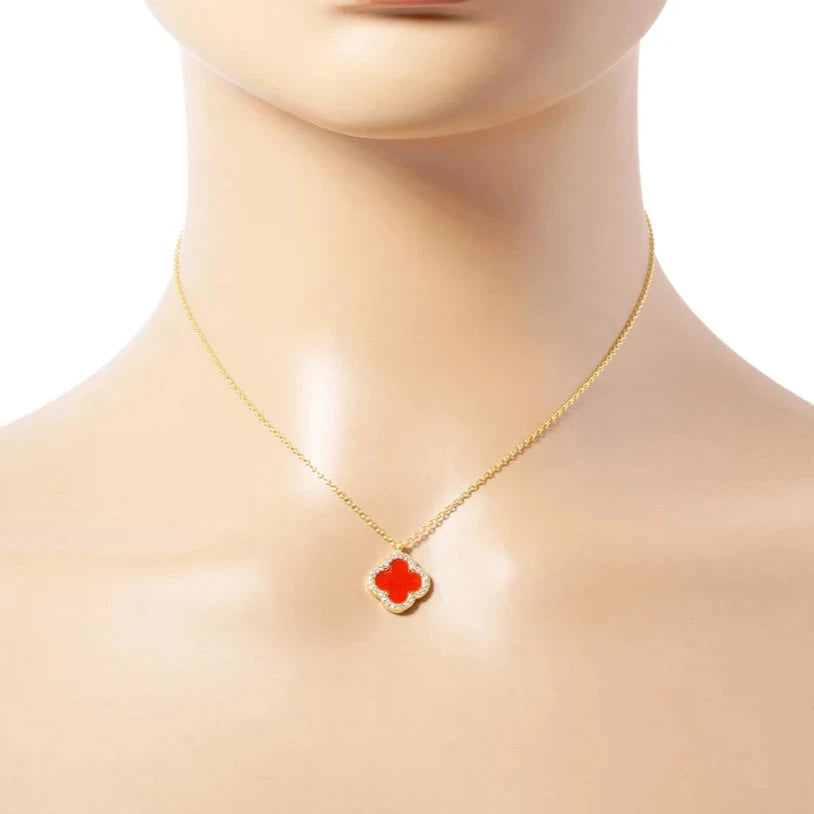Elegant Red Clover Pendant Necklace - Sohu Lifestyle