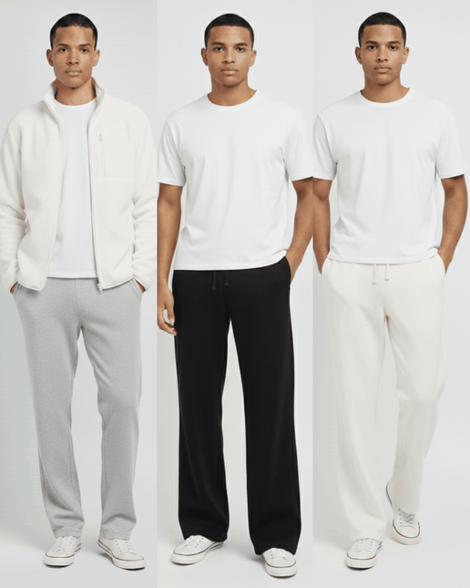 P&B Mens Wide Leg Trousers Pack of 2 - Sohu Lifestyle