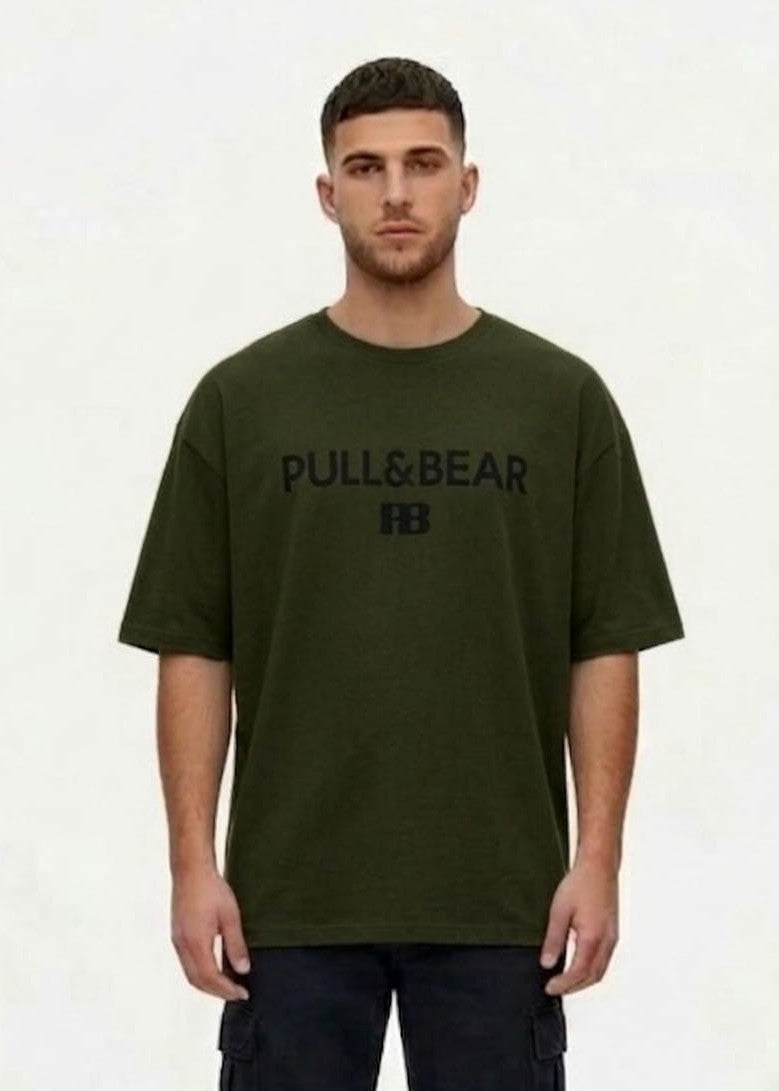 Pull&Bear Oversized T-Shirt For Men (Olive-Green) - Sohu Lifestyle