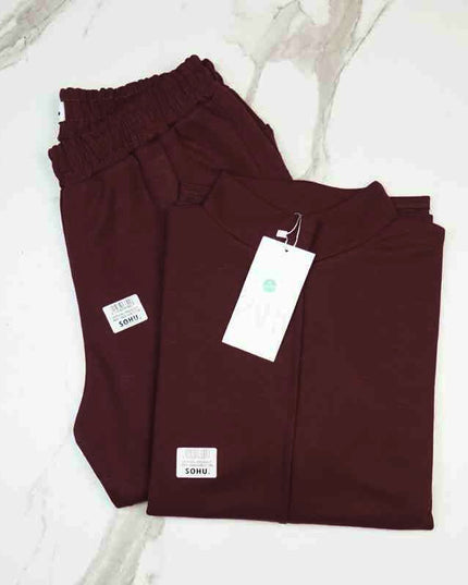 Winter Nicole French Co-ord Set (Maroon) - Sohu Lifestyle