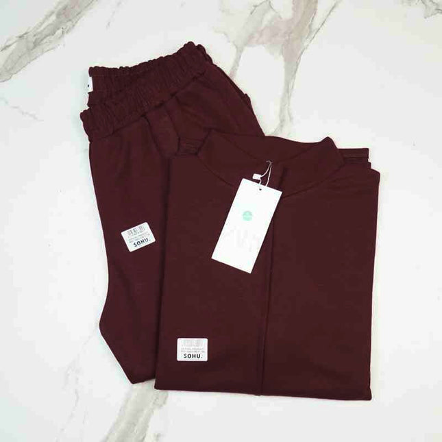 Winter Nicole French Co-ord Set (Maroon) - Sohu Lifestyle