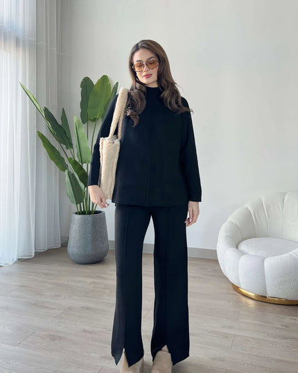 Summer Nicole French Terry Co-ord Set (Bold Black) - Sohu Lifestyle