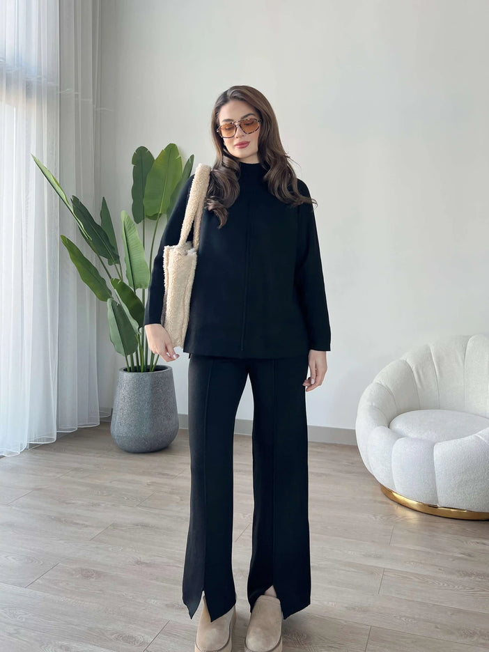 Summer Nicole French Terry Co-ord Set (Bold Black) - Sohu Lifestyle