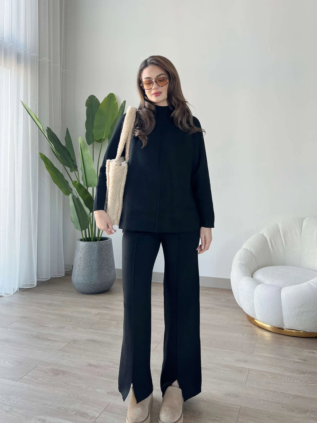 Summer Nicole French Terry Co-ord Set (Bold Black) - Sohu Lifestyle