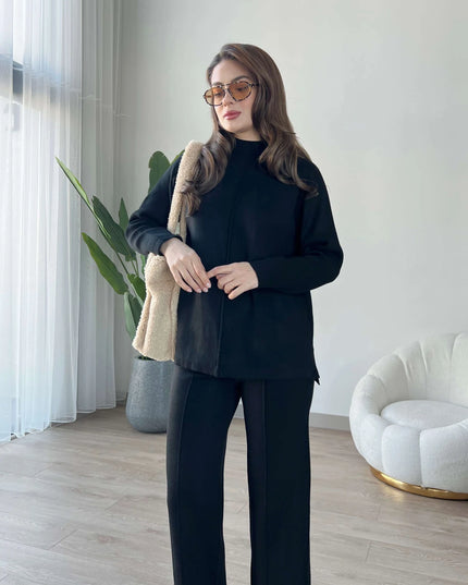 Summer Nicole French Terry Co-ord Set (Bold Black) - Sohu Lifestyle