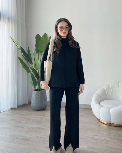 Summer Nicole French Terry Co-ord Set (Bold Black) - Sohu Lifestyle