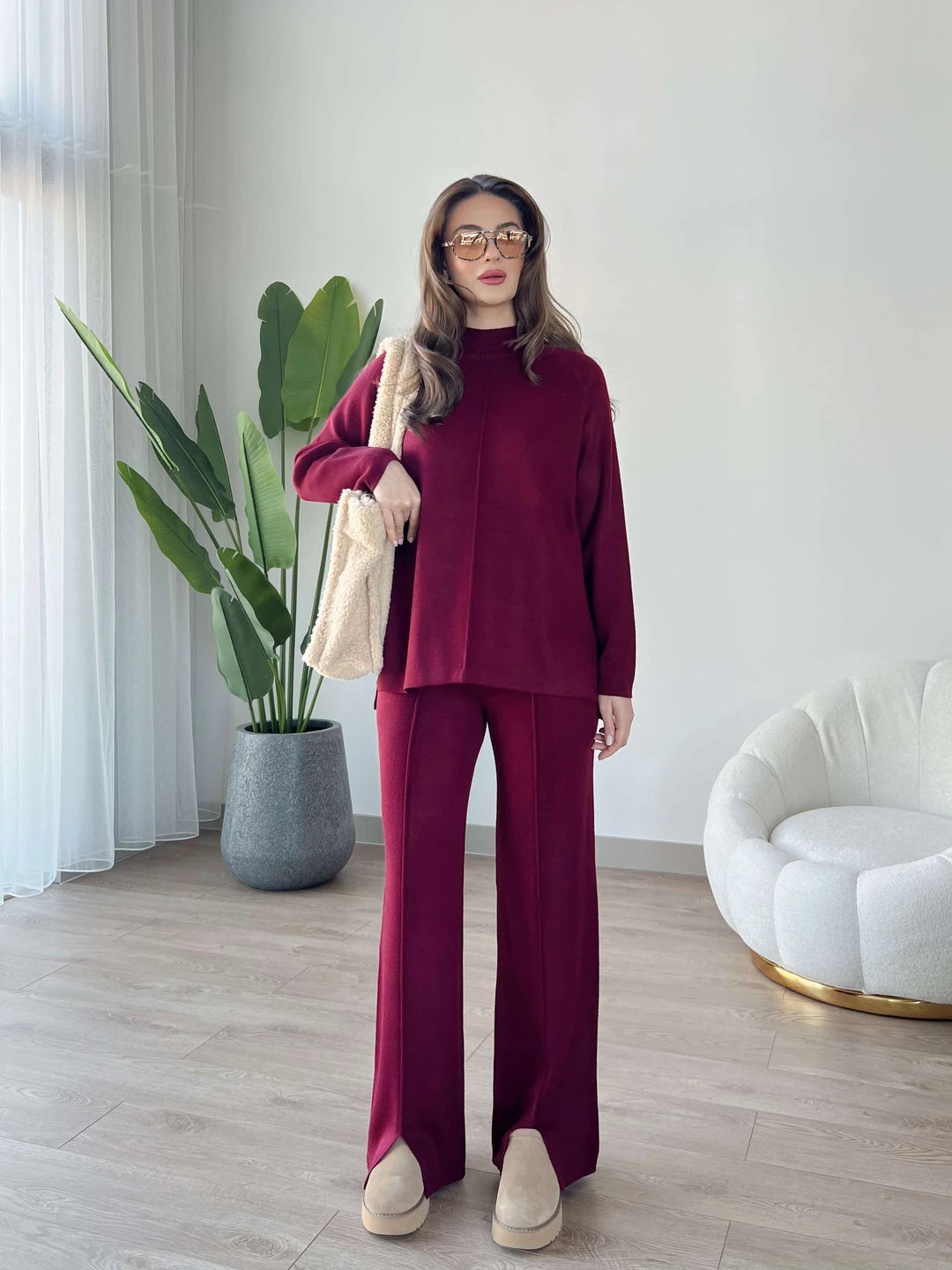 Summer Nicole French Co-ord Set (Maroon)