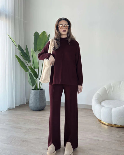 Winter Nicole French Co-ord Set (Maroon) - Sohu Lifestyle