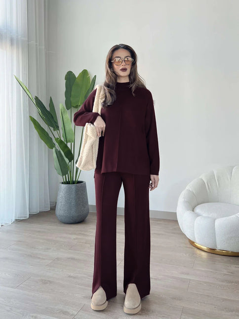 Winter Nicole French Co-ord Set (Maroon) - Sohu Lifestyle