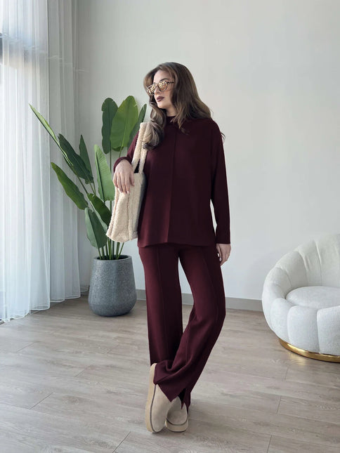 Winter Nicole French Co-ord Set (Maroon) - Sohu Lifestyle