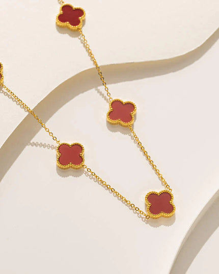 Elegant Maroon Clover Charm Necklace - Sohu Lifestyle