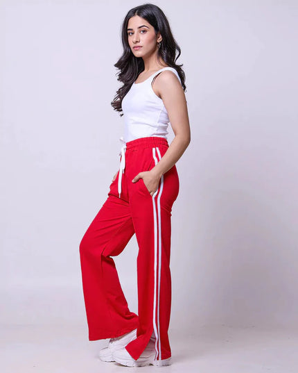 P&B Red Wide Leg Gossip Pants - Sohu Lifestyle