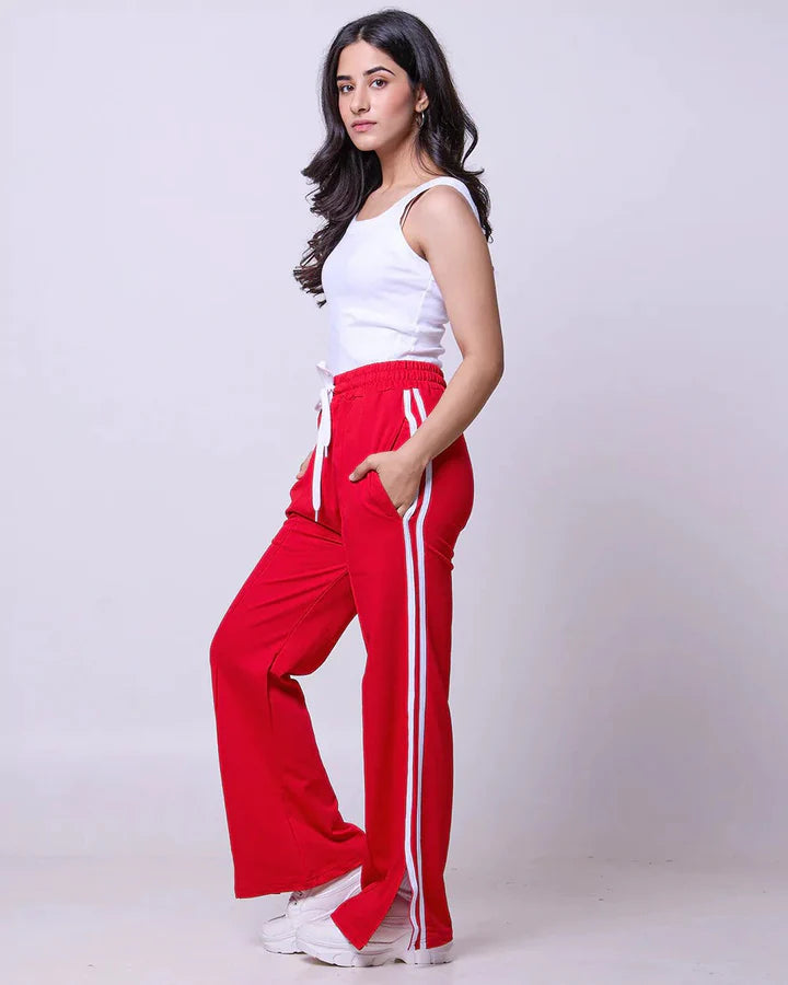 P&B Red Wide Leg Gossip Pants - Sohu Lifestyle