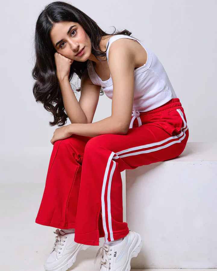 P&B Red Wide Leg Gossip Pants - Sohu Lifestyle